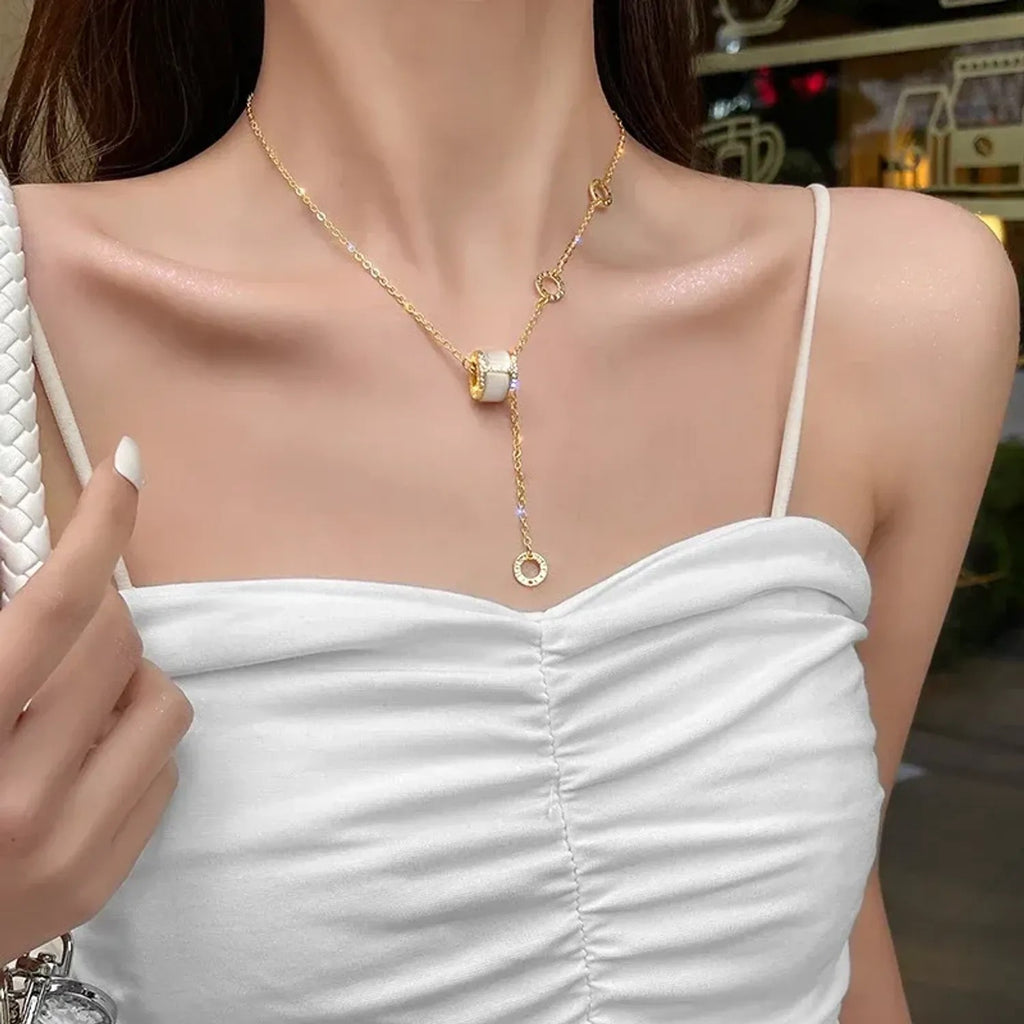 Linda's Look Hourglass Cat's Eye Pendant Necklace - Gold Tone Delicate Choker