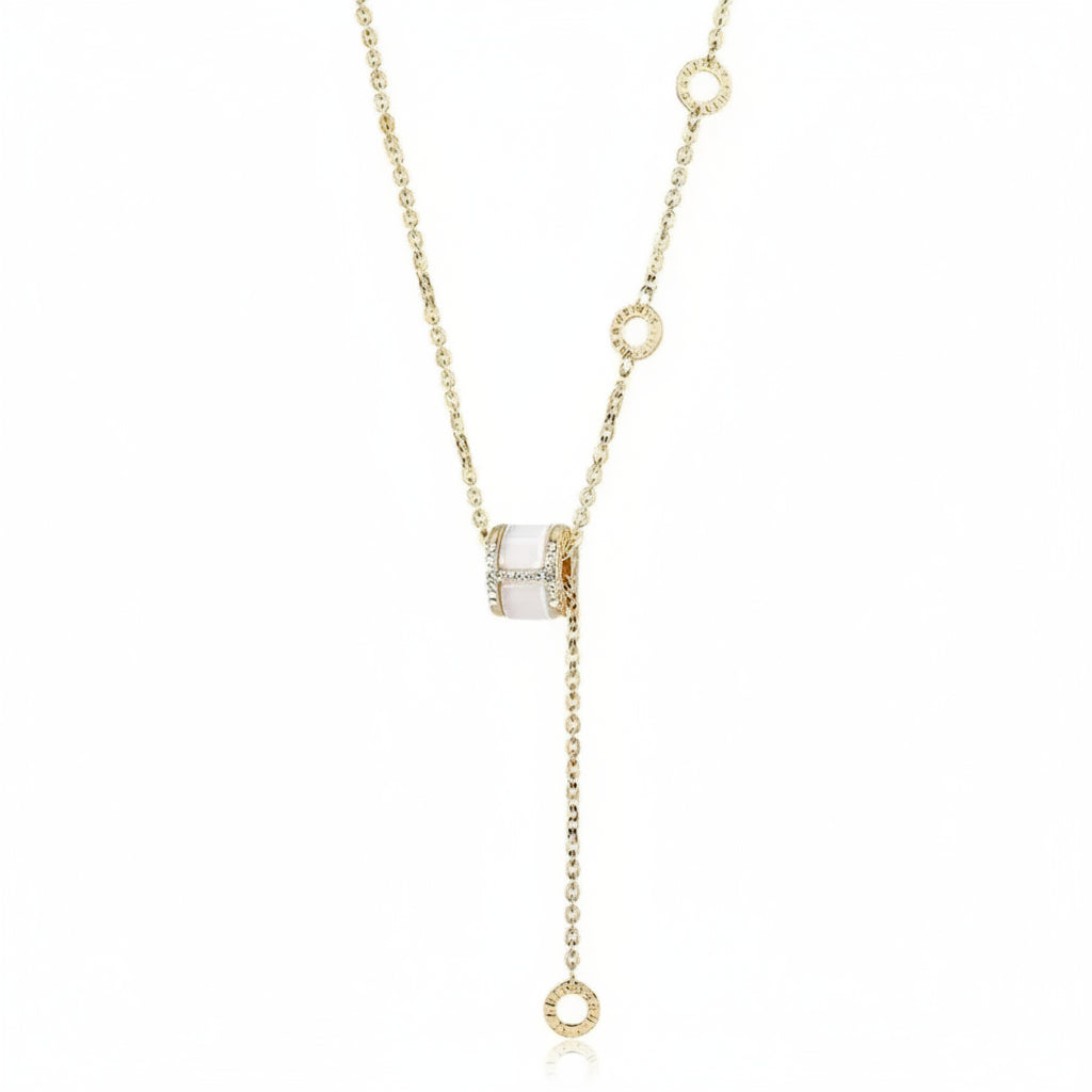 Linda's Look Hourglass Cat's Eye Pendant Necklace - Gold Tone Delicate Choker