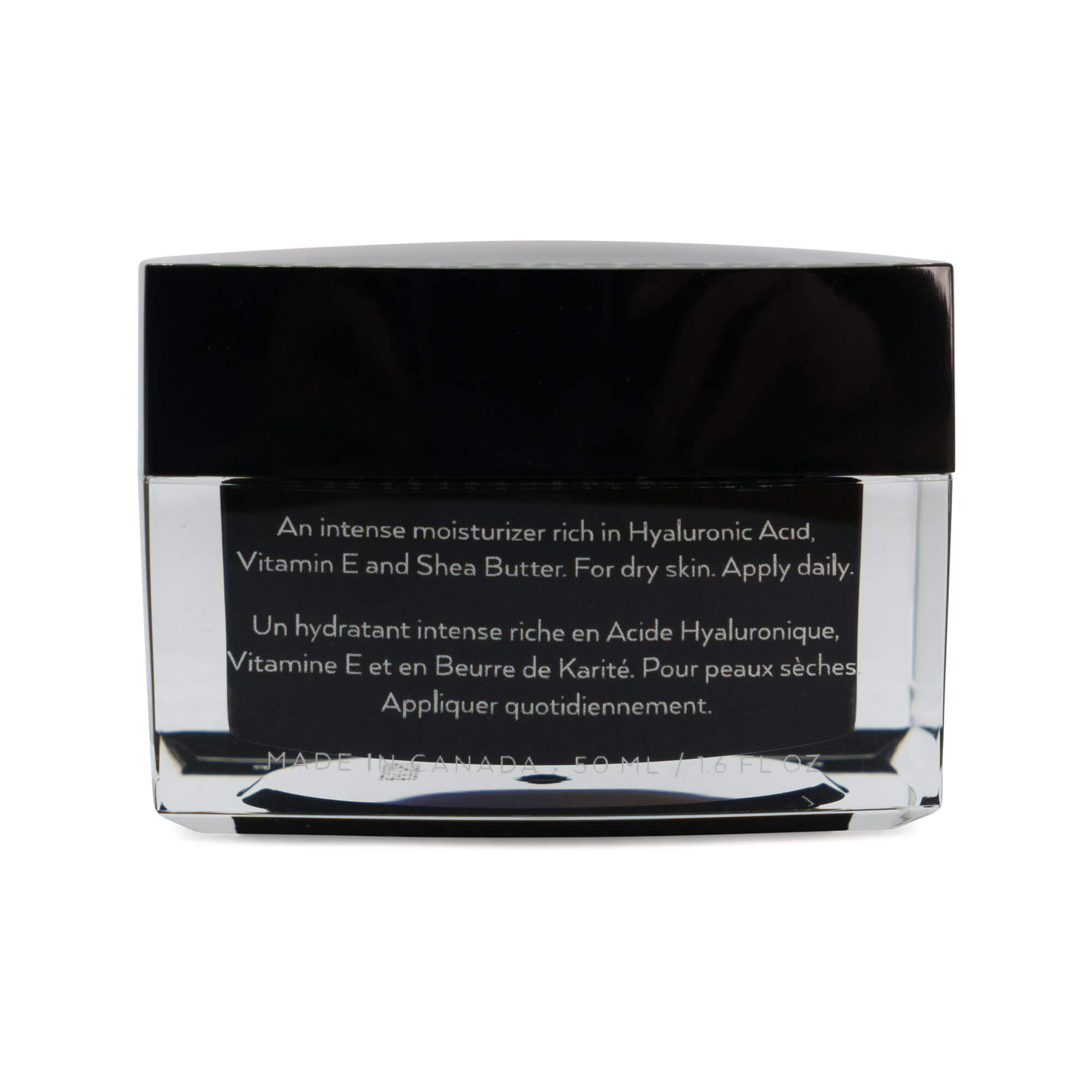 Linda's Look Hyaluronic Moisturizer, face cream jar back label with ingredients and directions