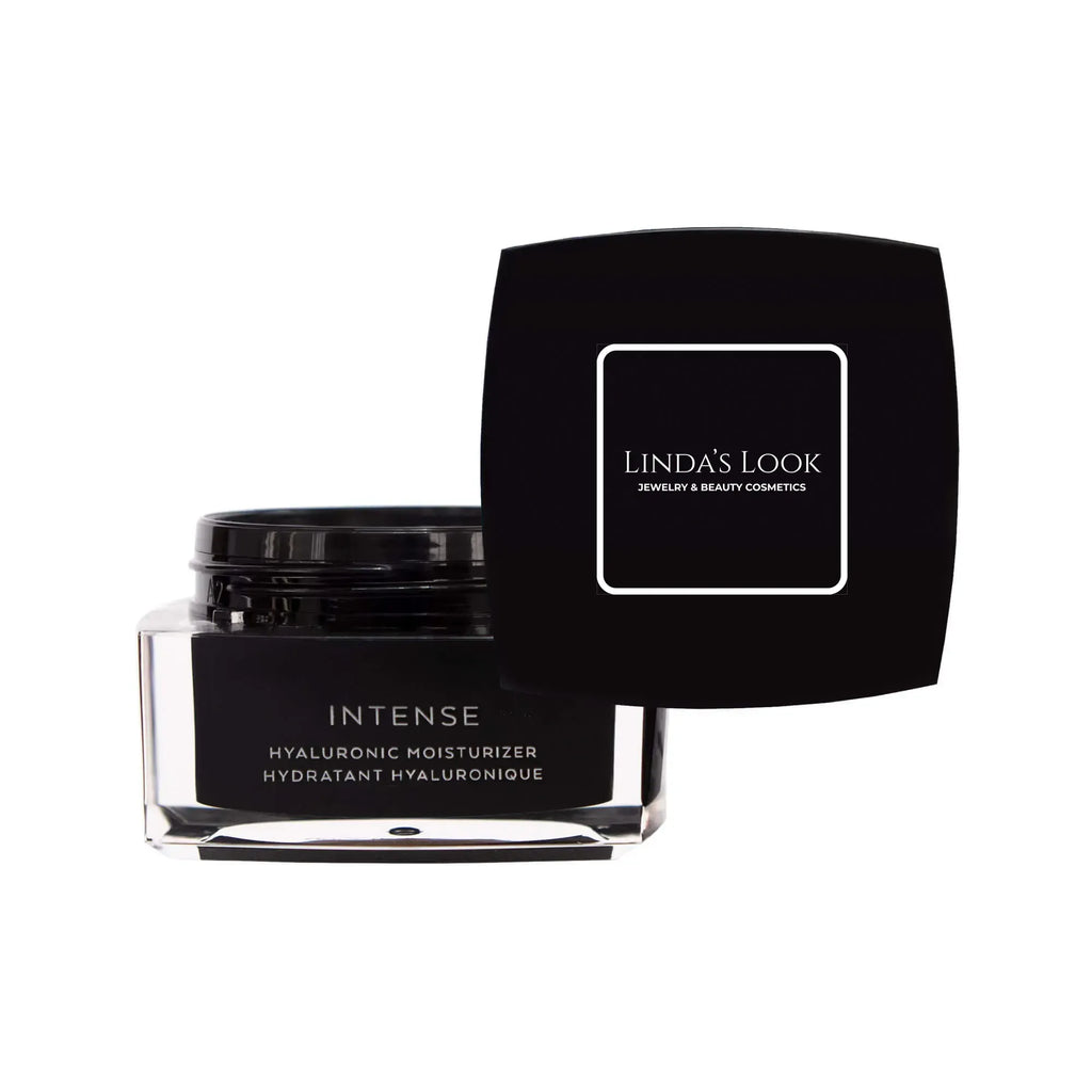 Linda's Look Hyaluronic Moisturizer, hydrating hyaluronic acid face cream jar, front view on white background