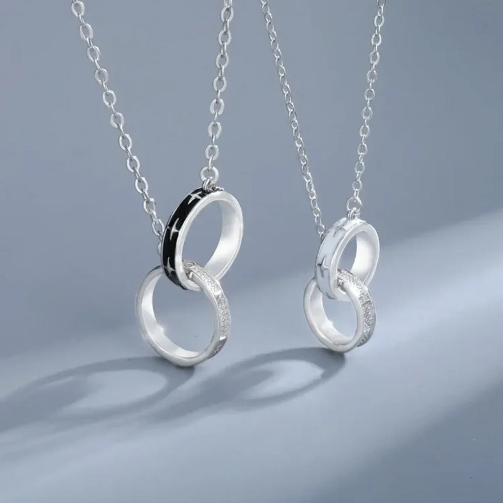 Linda's Look Interlocking Rings Couples Necklace, His and Hers Pair