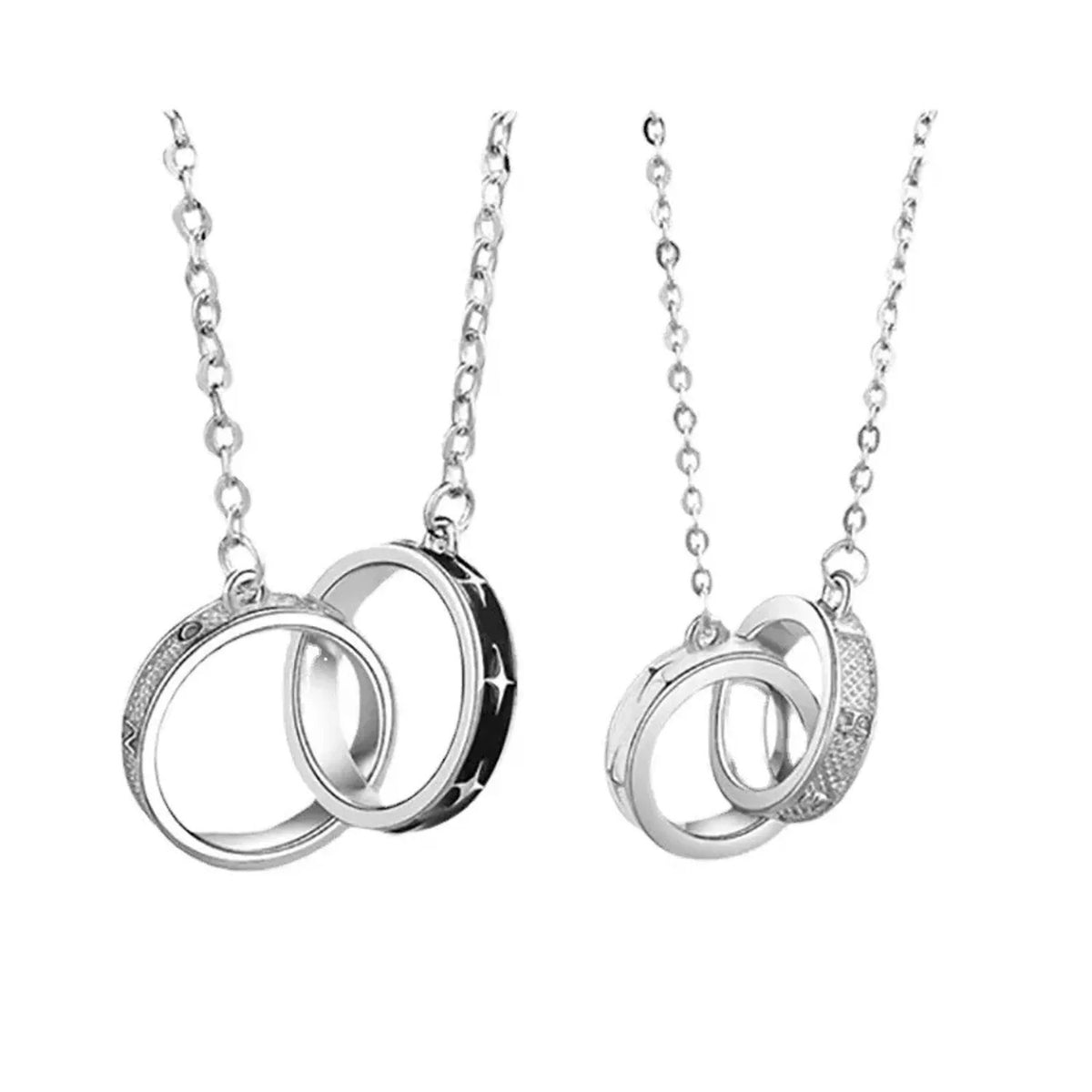 Linda's Look Interlocking Rings Couples Necklace, His and Hers Pair