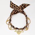 Linda's Look Leopard Satin Ribbon Heart Necklace - Adjustable Tie Choker