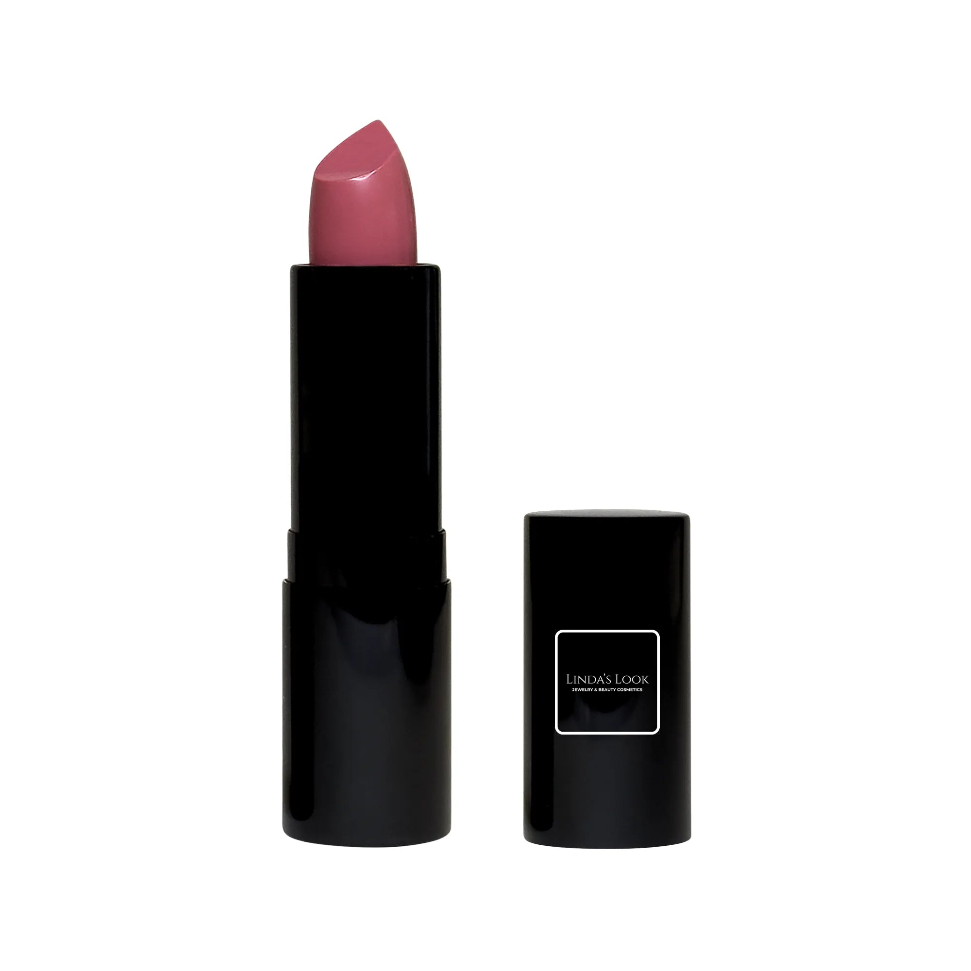 Linda's Look Luxury Cream Lipstick in Magical Mauve, hydrating cream lipstick bullet, front view on white background