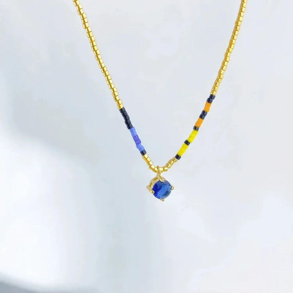Linda's Look Mercado Colour Bead Bracelet - Gold Plated Titanium Steel with Glass Beads