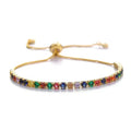 Linda's Look Micro-Pave Zirconia Tennis Bracelet - Adjustable Gold Tone Slider Chain