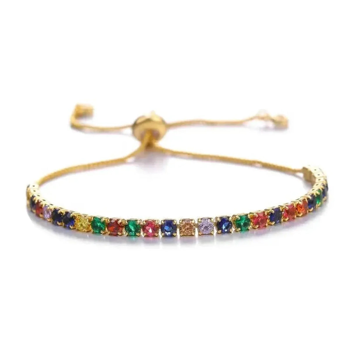 Linda's Look Micro-Pave Zirconia Tennis Bracelet - Adjustable Gold Tone Slider Chain