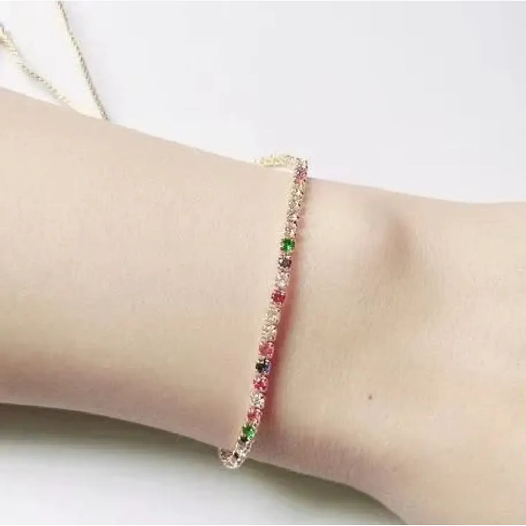 Linda's Look Micro-Pave Zirconia Tennis Bracelet - Adjustable Gold Tone Slider Chain