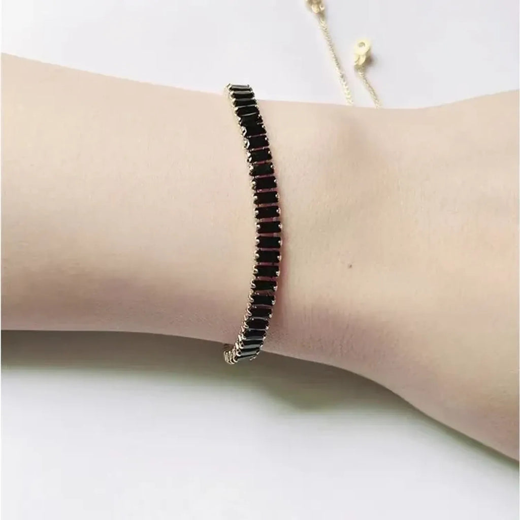 Linda's Look Micro-Pave Zirconia Tennis Bracelet - Adjustable Gold Tone Slider Chain