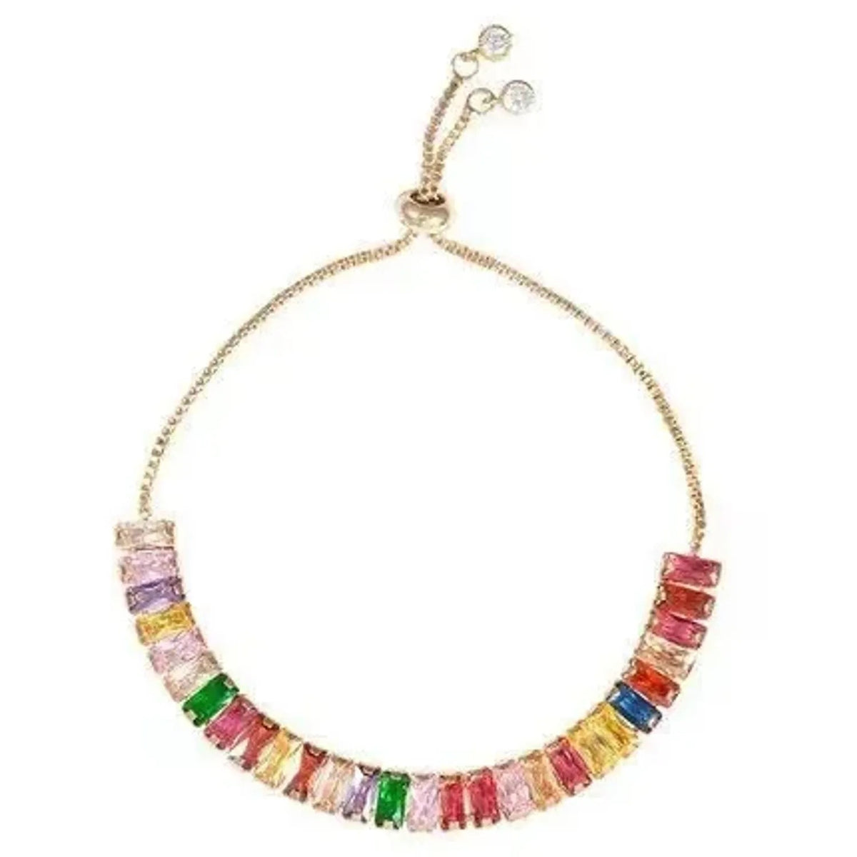 Linda's Look Micro-Pave Zirconia Tennis Bracelet - Adjustable Gold Tone Slider Chain