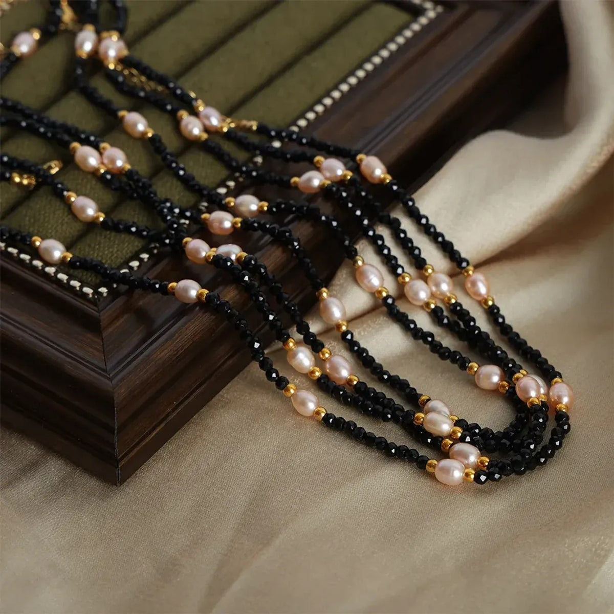 Linda's Look Midnight Amazonite & Freshwater Pearl Necklace - Hand-Strung Beaded Strand