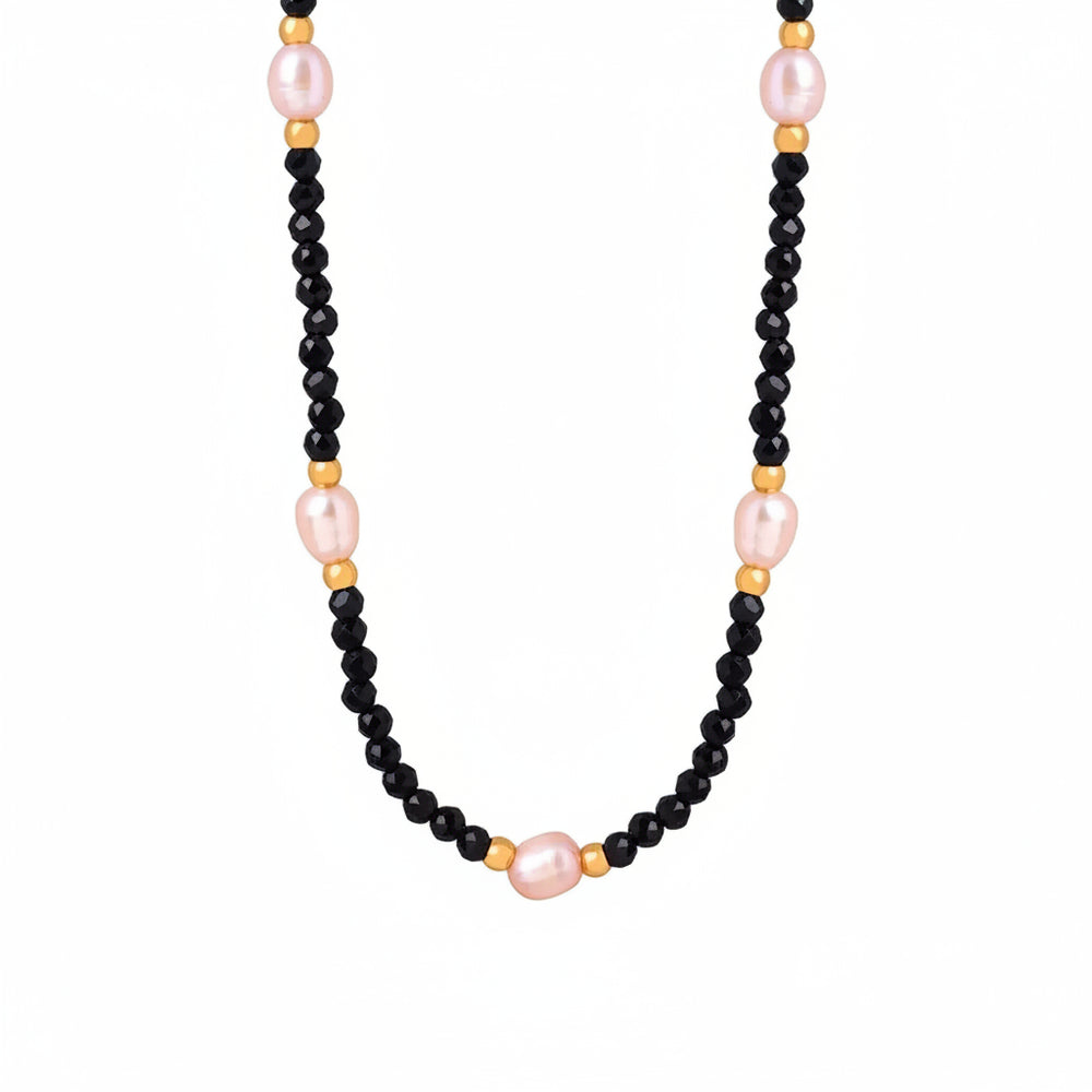 Linda's Look Midnight Amazonite & Freshwater Pearl Necklace - Hand-Strung Beaded Strand