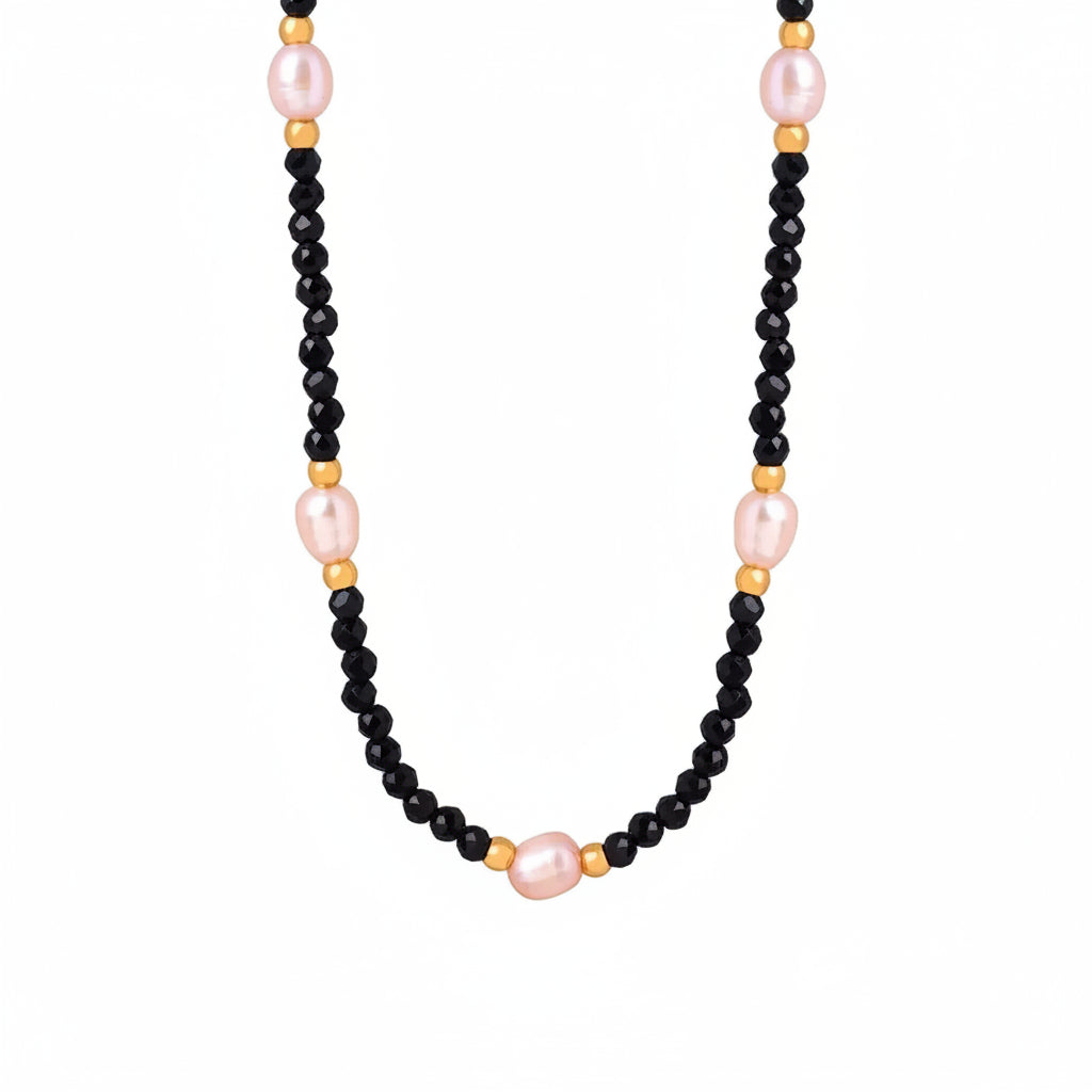 Linda's Look Midnight Amazonite & Freshwater Pearl Necklace - Hand-Strung Beaded Strand
