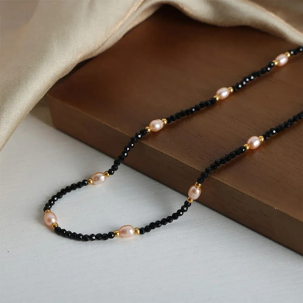 Linda's Look Midnight Amazonite & Freshwater Pearl Necklace - Hand-Strung Beaded Strand