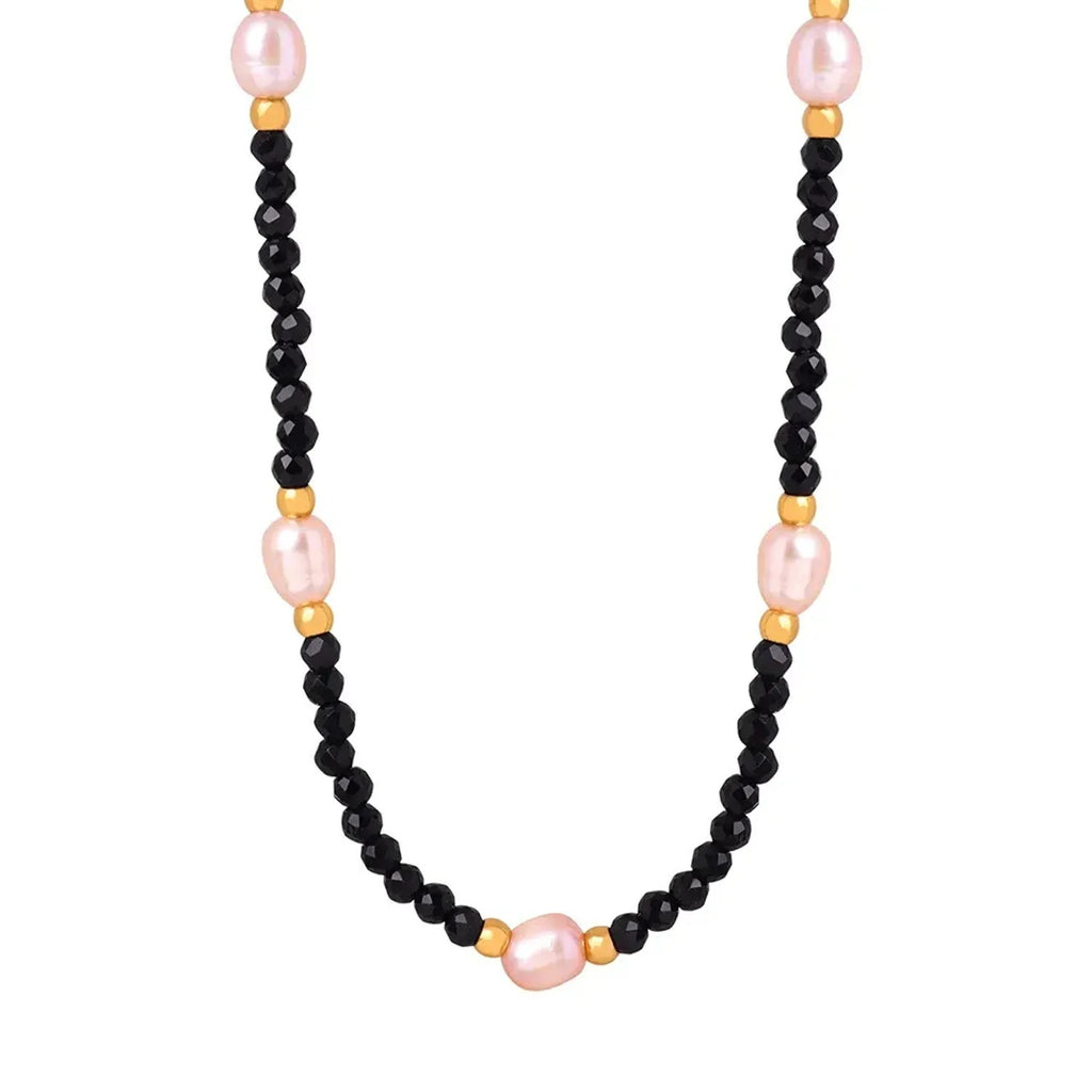 Linda's Look Midnight Amazonite & Freshwater Pearl Necklace - Hand-Strung Beaded Strand