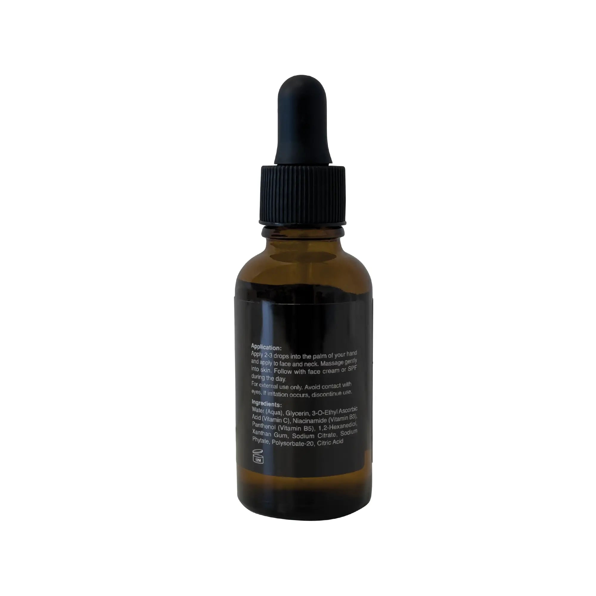 Linda's Look Niacinamide Vitamin Boost Serum, face serum bottle back label with ingredients and directions
