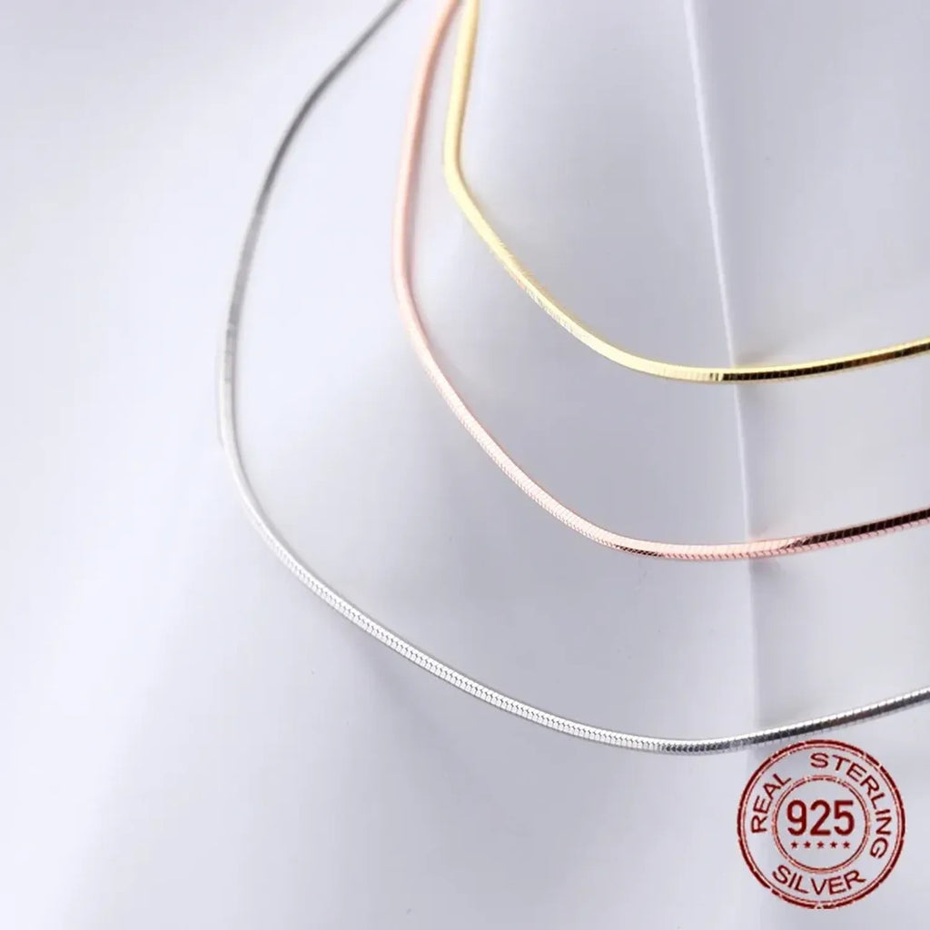 Octagonal Snake Chain Necklace - S925 Sterling Silver Gold Chain