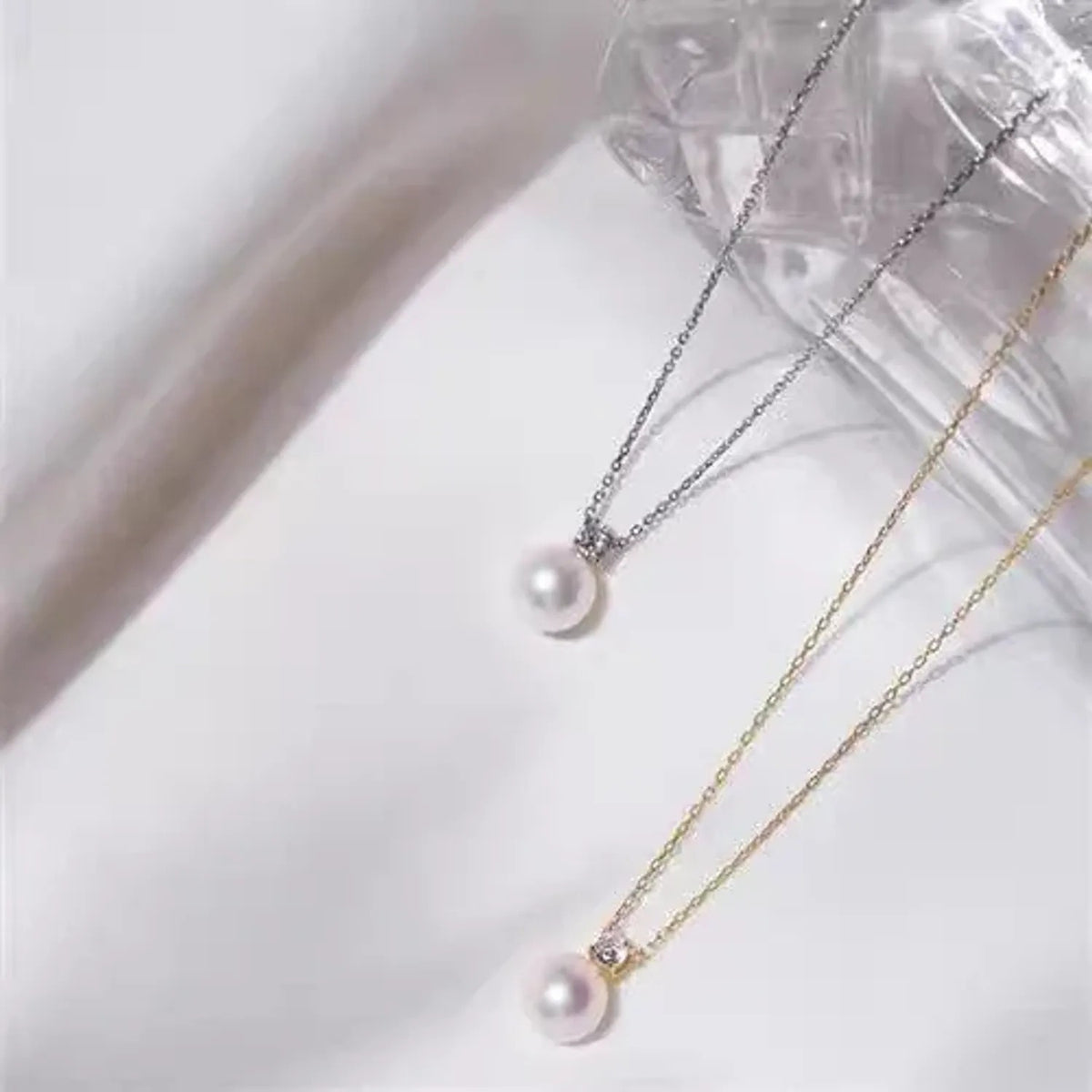 Linda's Look Pearl Drop Long Sweater Chain Necklace in White Gold Tone