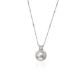 Linda's Look Pearl Drop Long Sweater Chain Necklace in White Gold Tone