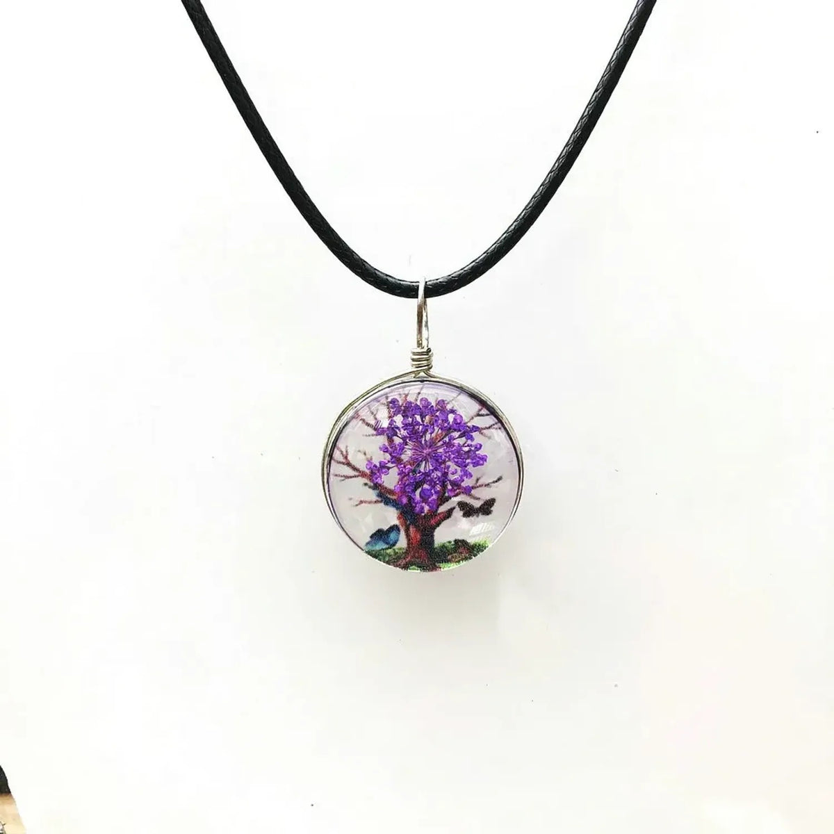 Linda's Look Pressed Flower Glass Pendant Set - Necklace and Earrings in Six Colours