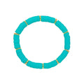 Linda's Look Rainbow Clay Heishi Stretch Bracelet - Handwoven Boho Stack with Gold Beads