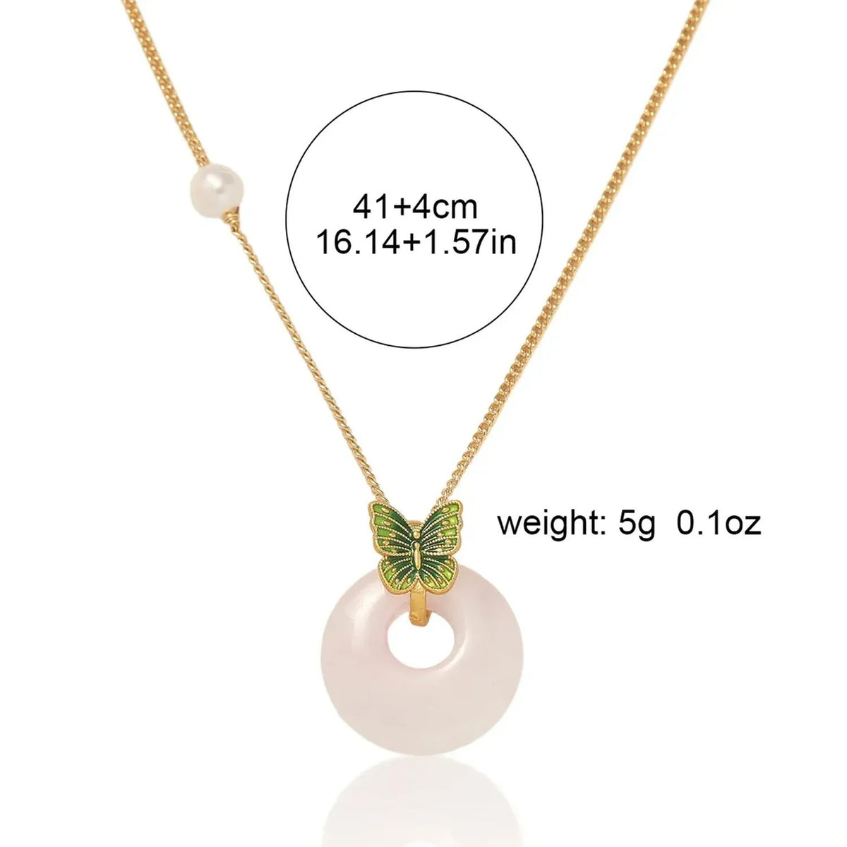Linda's Look Rose Quartz Butterfly Necklace and Earring Set - Gold Tone Freshwater Pearl