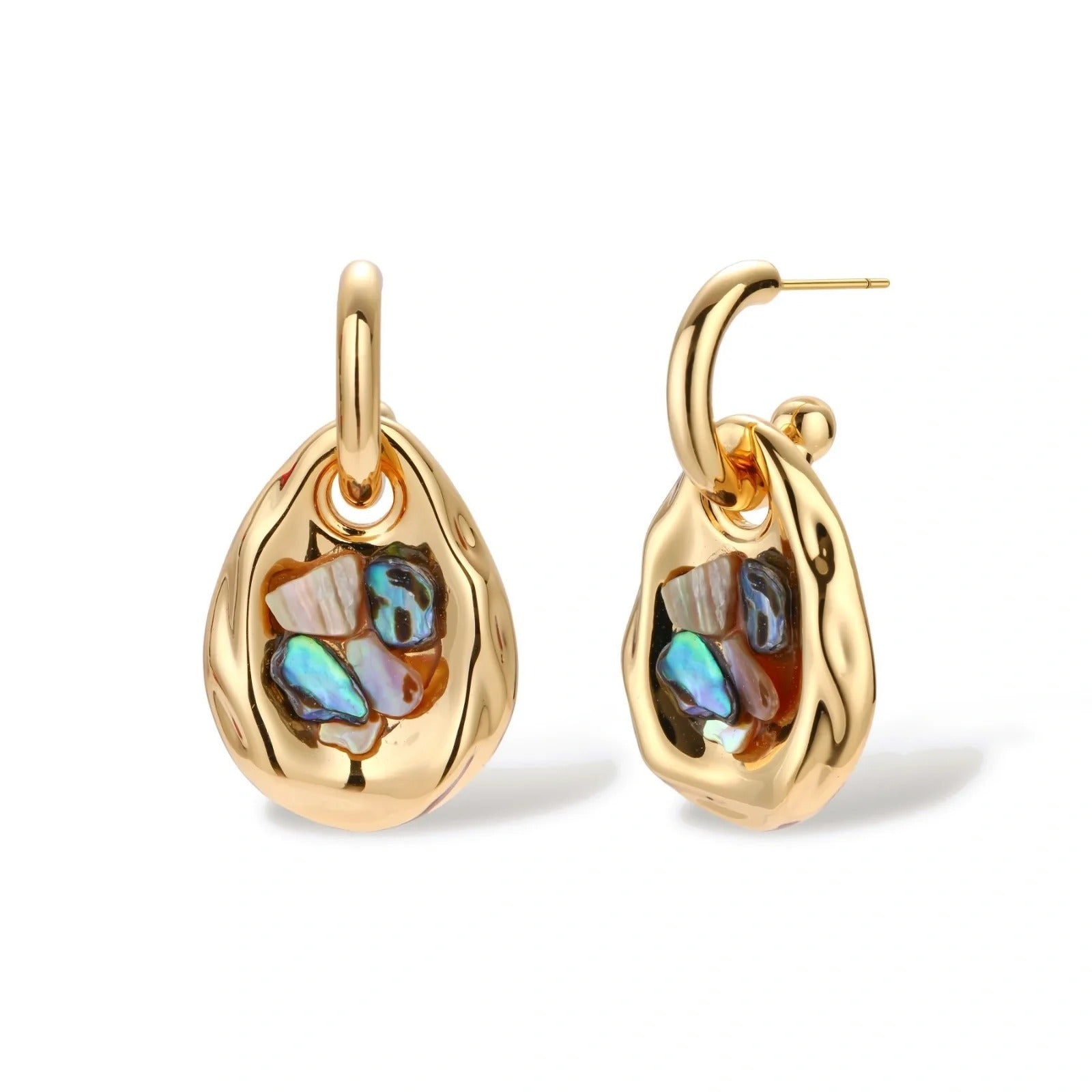 Linda's Look — Shell Mosaic Convertible Hoops by Linda's Look