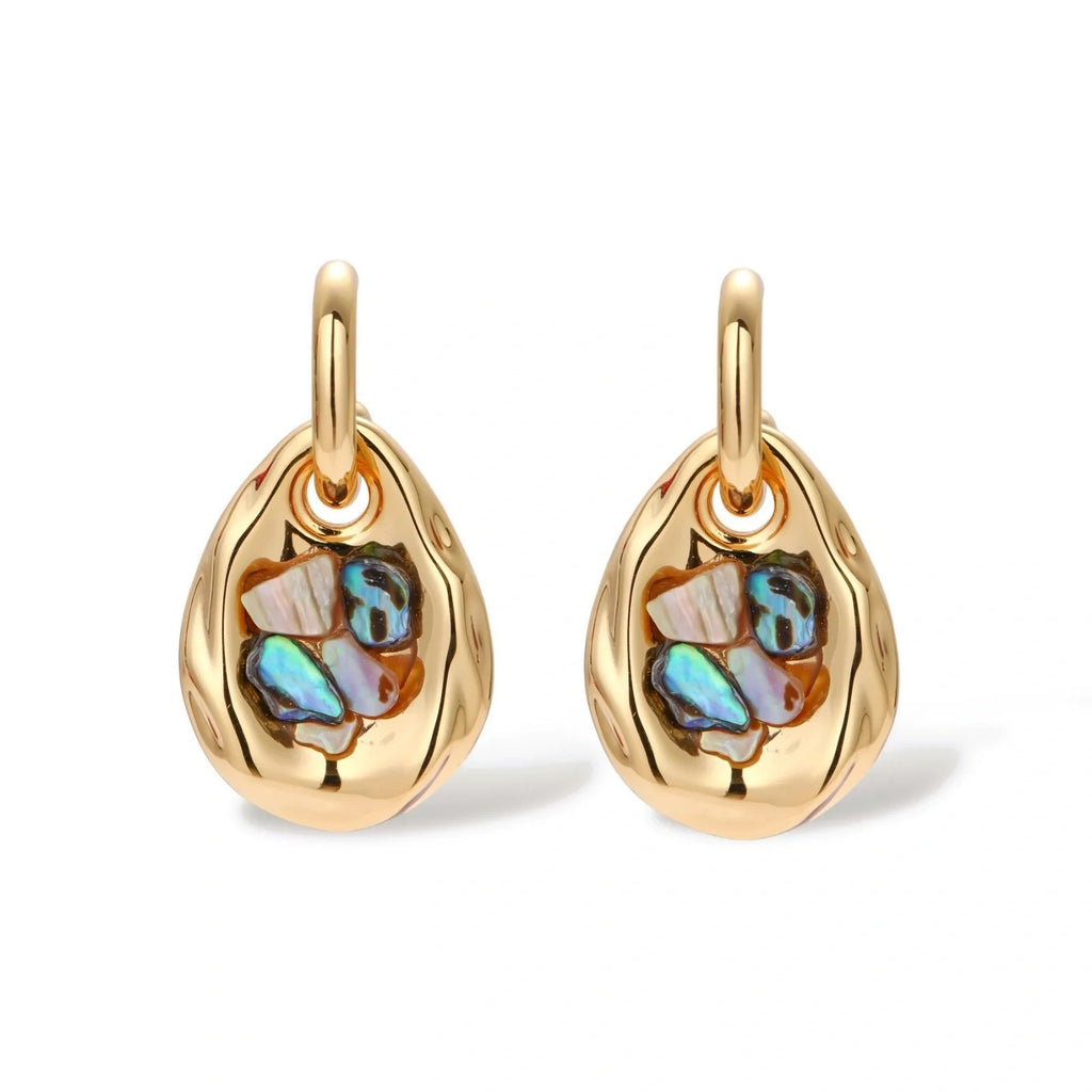 Linda's Look — Shell Mosaic Convertible Hoops by Linda's Look