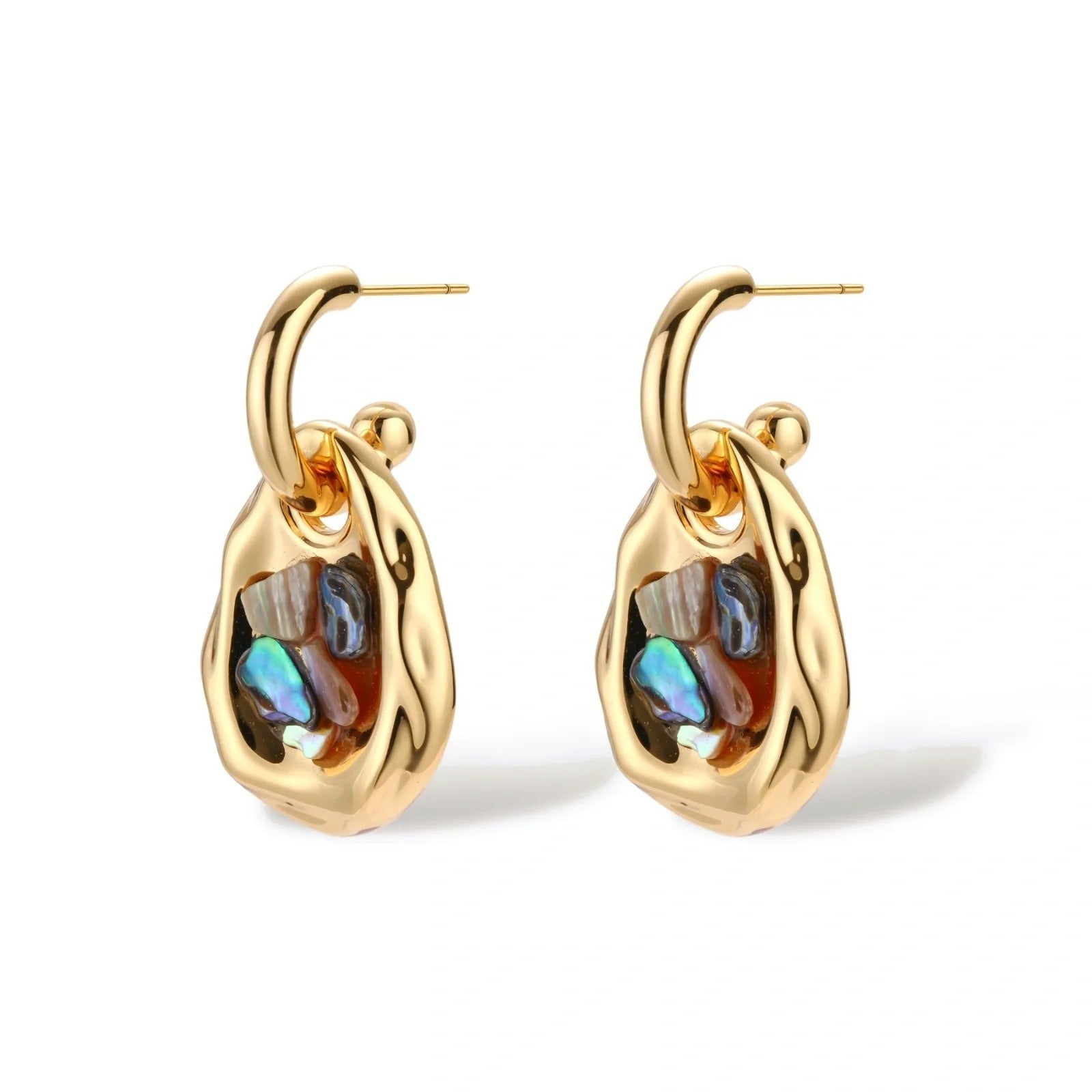 Linda's Look — Shell Mosaic Convertible Hoops by Linda's Look