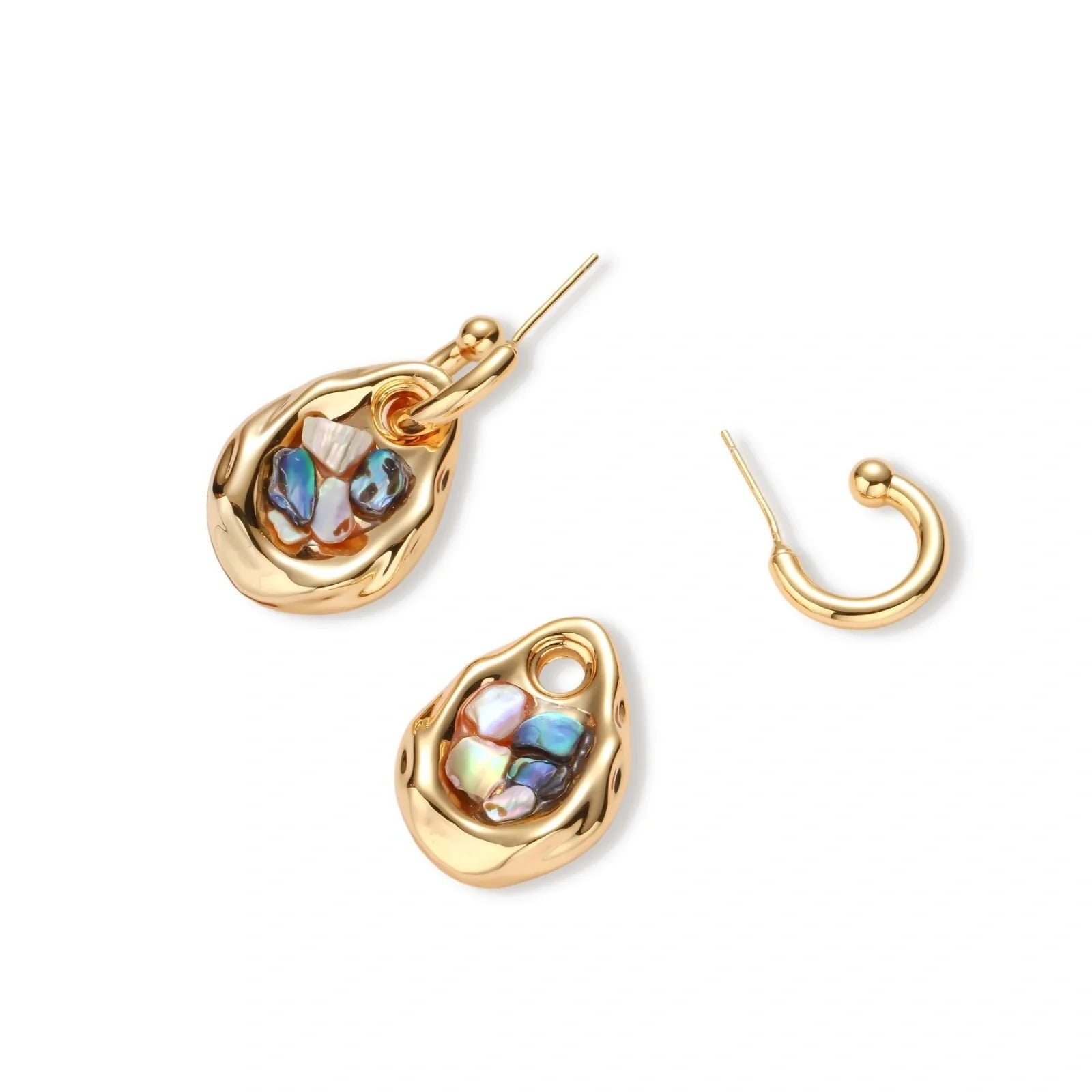 Linda's Look — Shell Mosaic Convertible Hoops by Linda's Look