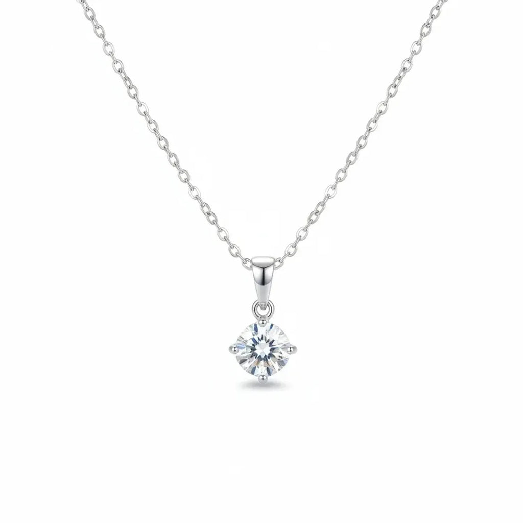 Linda's Look Six-Prong Solitaire Zircon Pendant Necklace, 18K Gold Plated