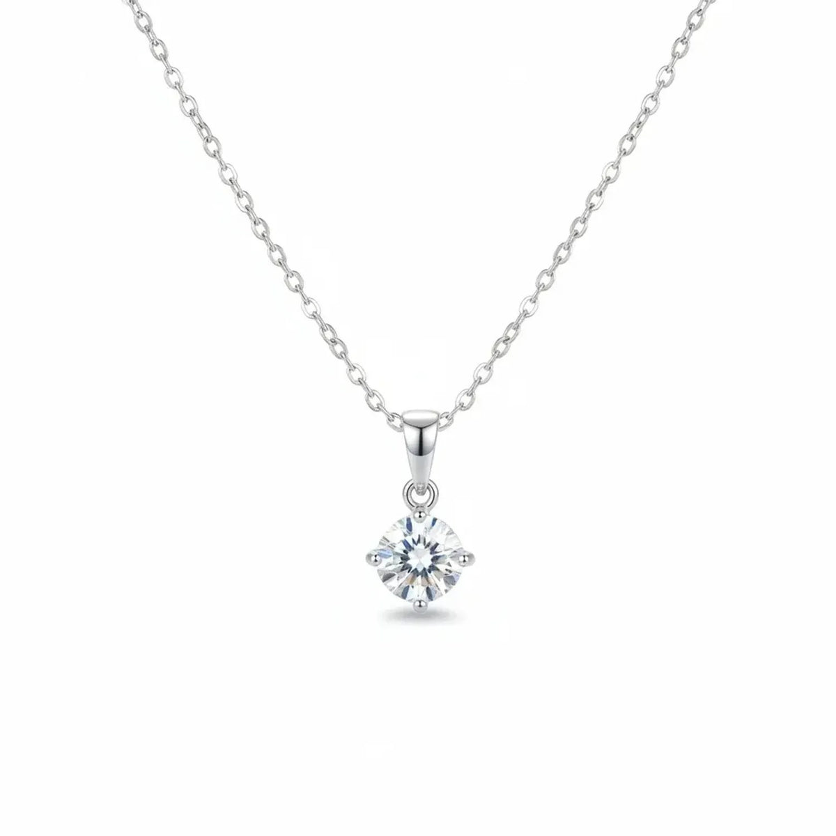 Linda's Look Six-Prong Solitaire Zircon Pendant Necklace, 18K Gold Plated