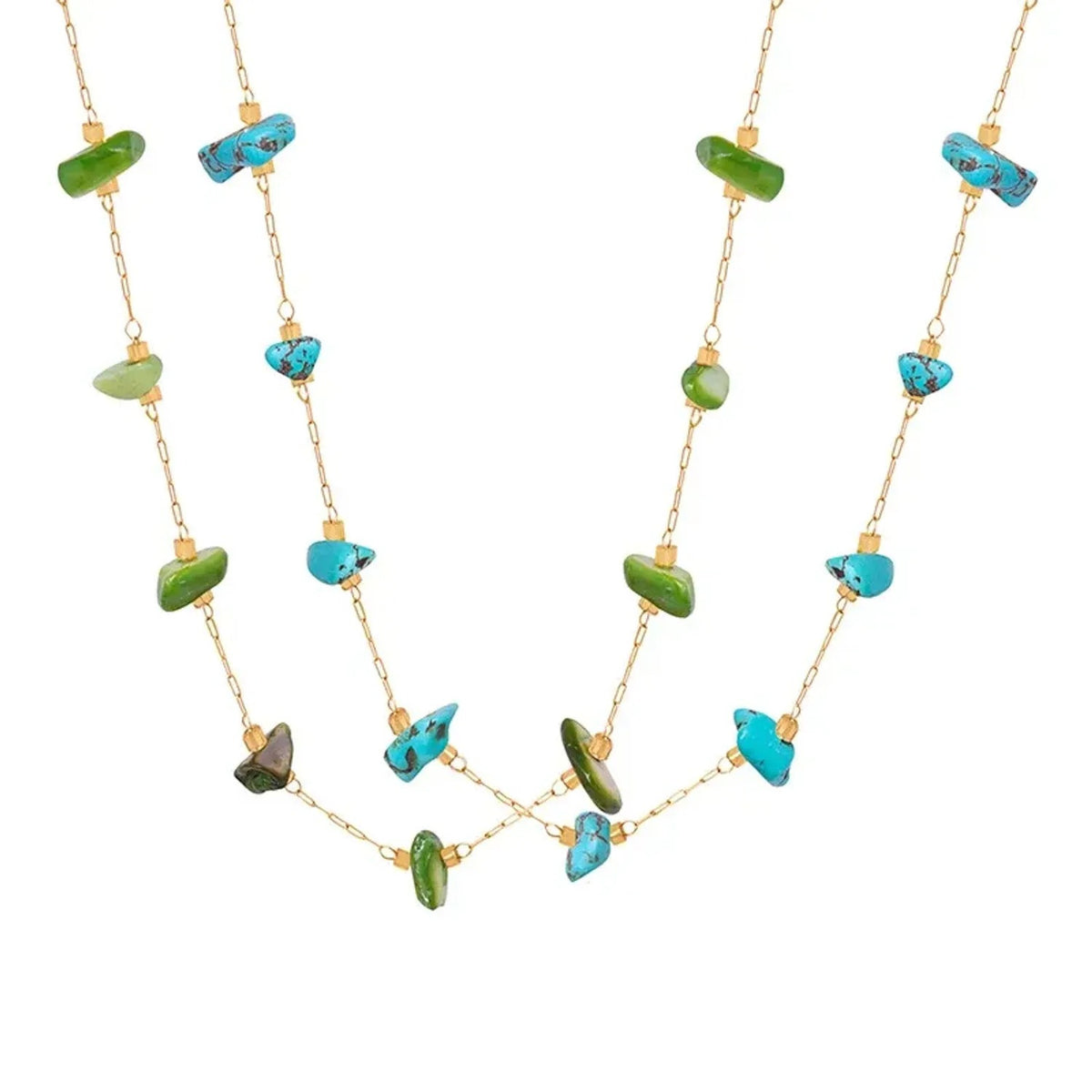 Linda's Look Sunlit Stone Geometric Pendant Necklace - Gold Plated Titanium Steel