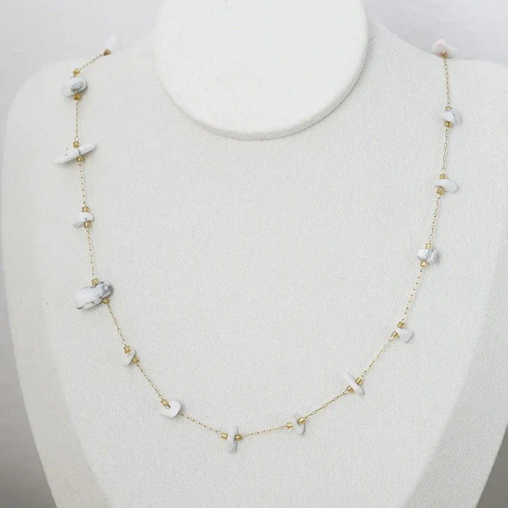 Linda's Look Sunlit Stone Geometric Pendant Necklace - Gold Plated Titanium Steel