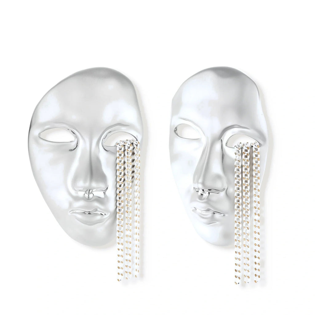 Linda's Look — Surreal Face Chain Earrings by Linda's Look