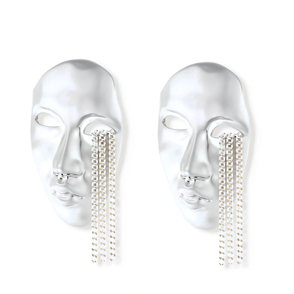 Linda's Look — Surreal Face Chain Earrings by Linda's Look
