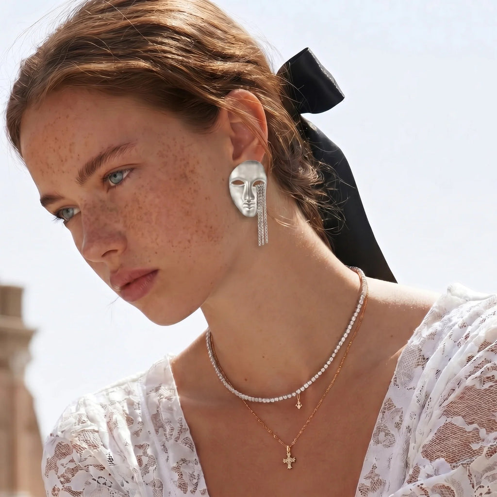 Linda's Look — Surreal Face Chain Earrings by Linda's Look