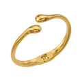 Teardrop Tip Open Cuff Bangle - Stainless Steel Minimalist Bracelet