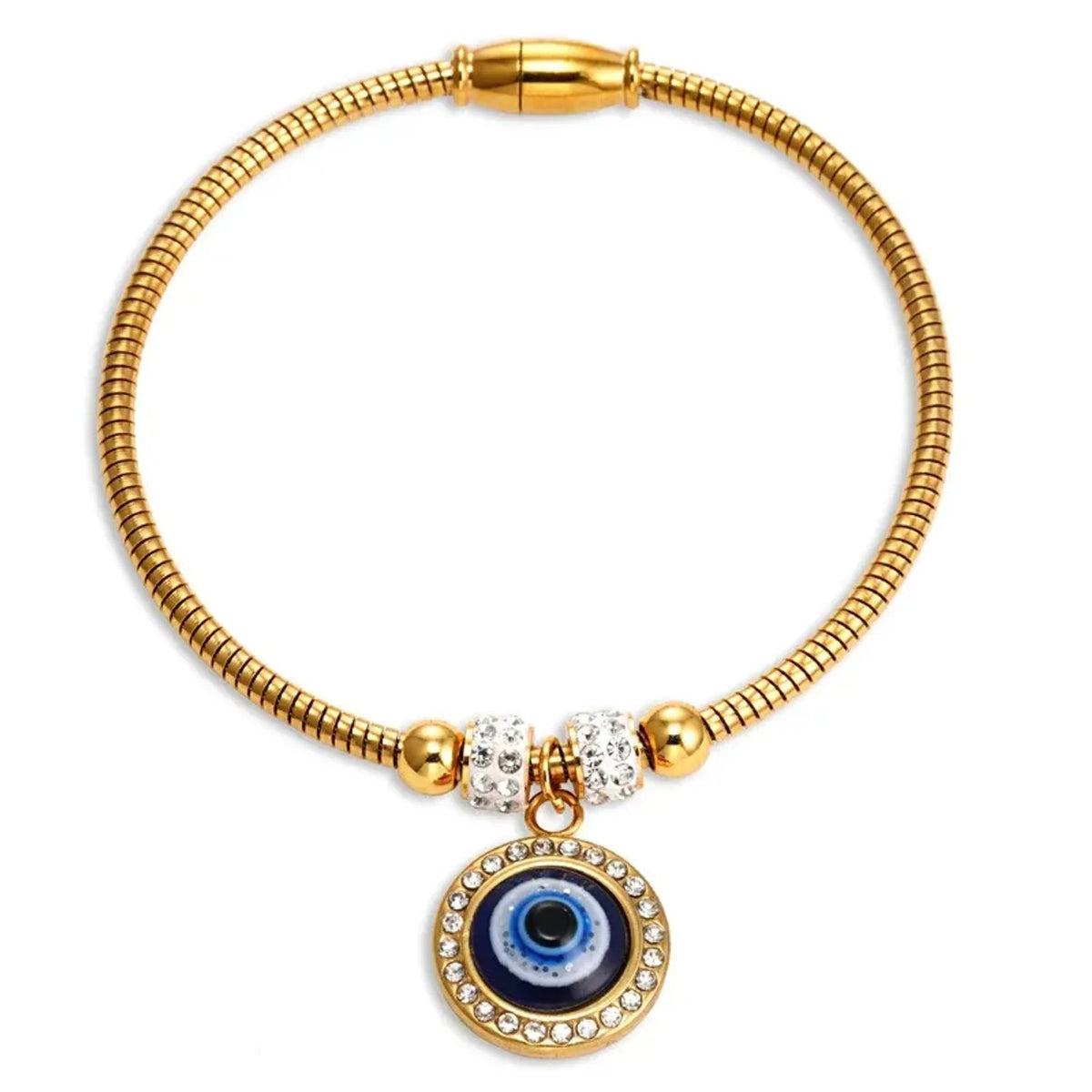 Turkish Evil Eye Bracelet & Bangle in Titanium Steel - Gold Bracelets for Women
