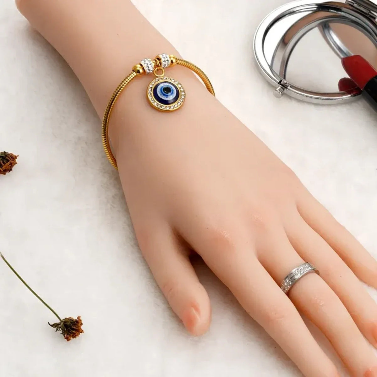 Turkish Evil Eye Bracelet & Bangle in Titanium Steel - Gold Bracelets for Women