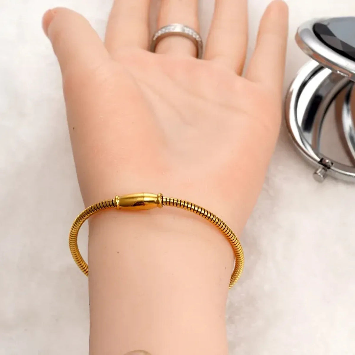 Turkish Evil Eye Bracelet & Bangle in Titanium Steel - Gold Bracelets for Women