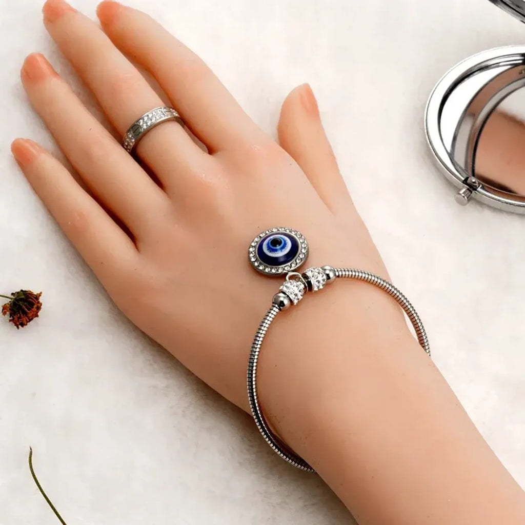 Turkish Evil Eye Bracelet & Bangle in Titanium Steel - Gold Bracelets for Women