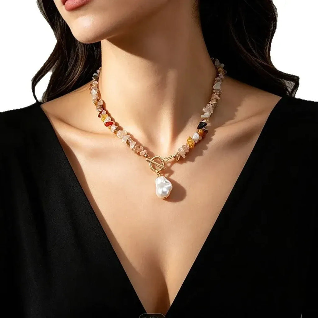 Linda's Look Turquoise and Pearl Toggle Set - Beaded Necklace with Matching Bracelet