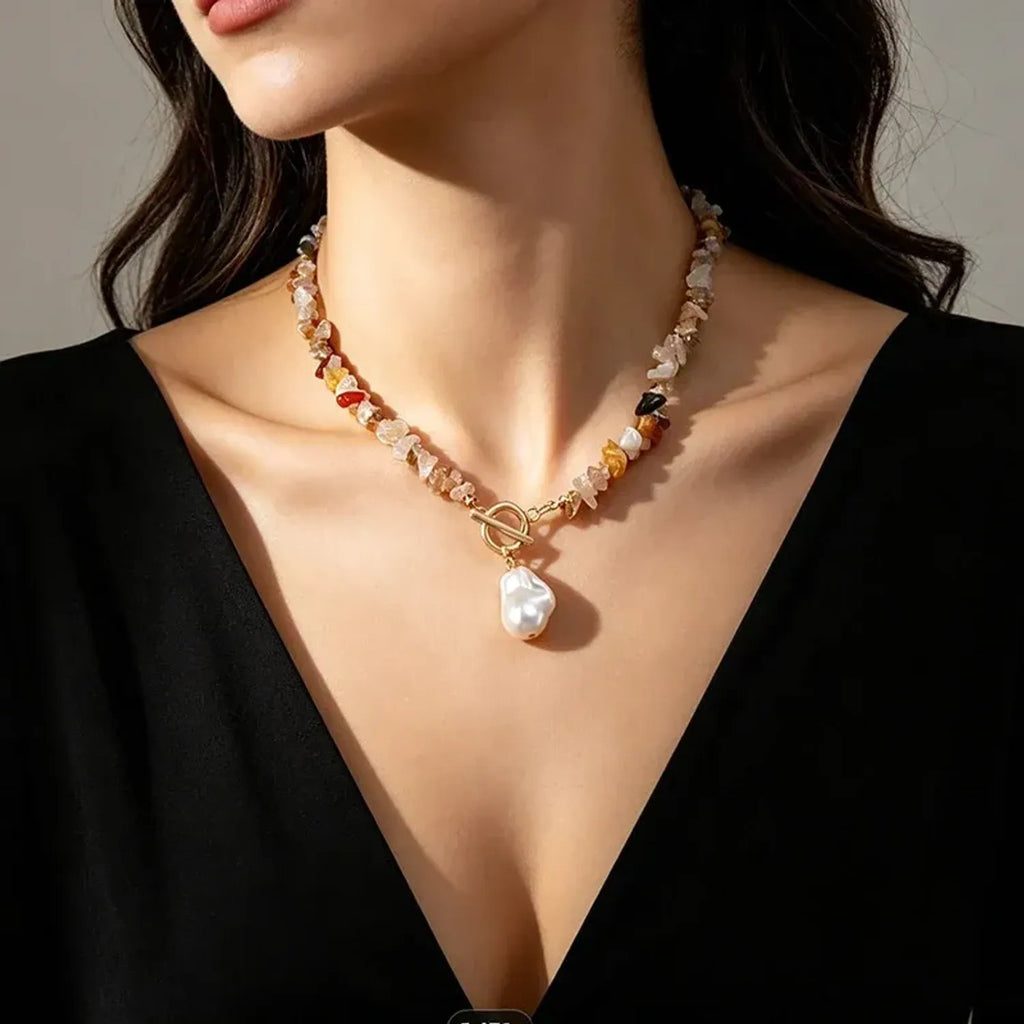 Linda's Look Turquoise and Pearl Toggle Set - Beaded Necklace with Matching Bracelet