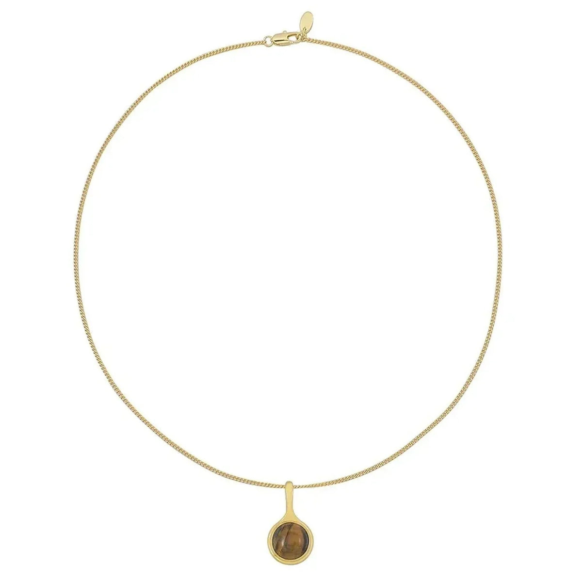 Linda's Look Vintage Tiger's Eye Beaded Necklace - Hand-Strung Stainless Steel Pendant