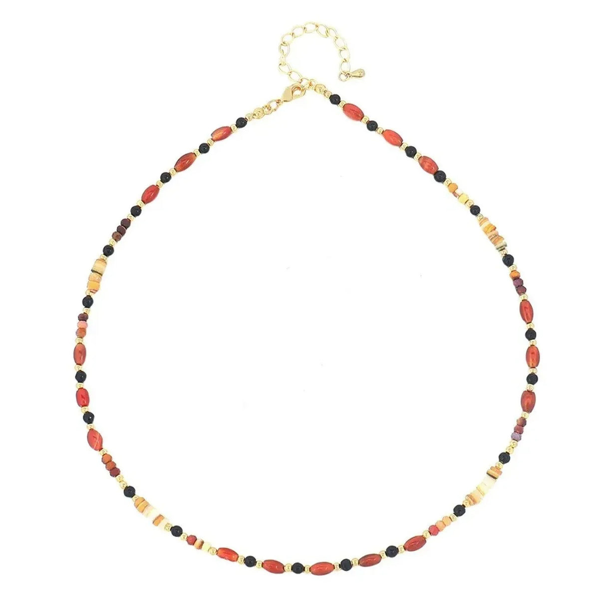 Linda's Look Vintage Tiger's Eye Beaded Necklace - Hand-Strung Stainless Steel Pendant