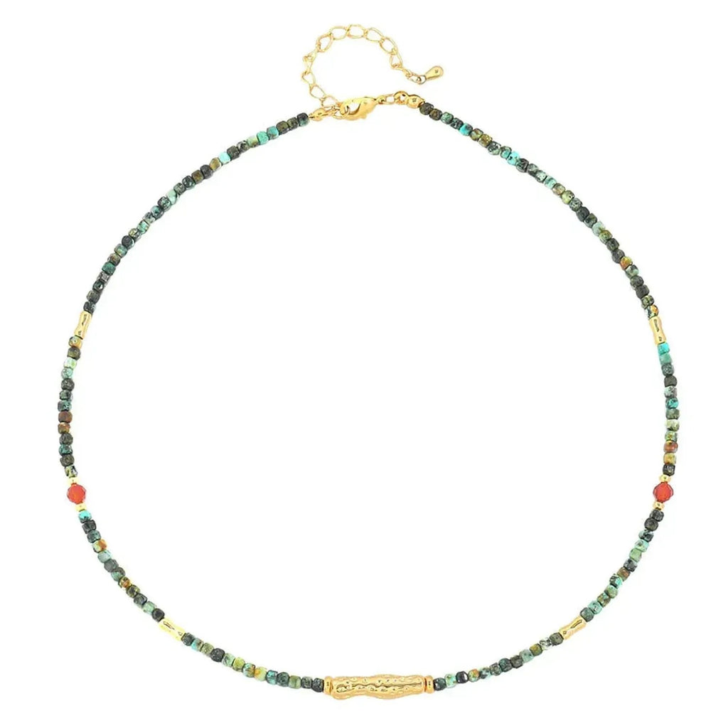 Linda's Look Vintage Tiger's Eye Beaded Necklace - Hand-Strung Stainless Steel Pendant