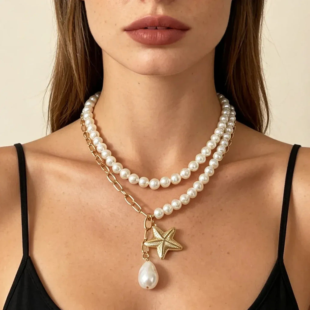 Luxury Double-Layer Stacked Starfish Pendant Necklace