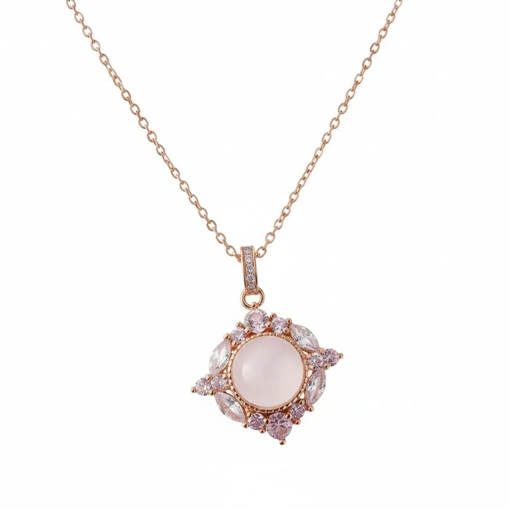 Madagascar Rose Chalcedony Sunflower Necklace