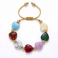 Marbled Heart Glass Bead Bracelet - Gold Bracelets for Women